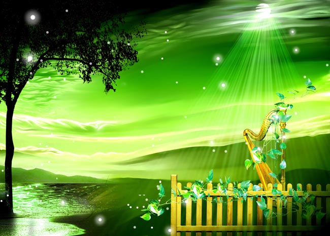 太陽樹花夢幻圖片